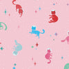 Cosmic Cats Wallpaper in Cherry Red and Teal Tabby on Powder Puff