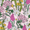 Cottage Garden Wallpaper in Pink Dusk