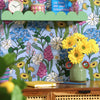 Cottage Garden Wallpaper in Sky Blue