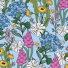 Cottage Garden Wallpaper in Sky Blue