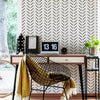 Home Office with Monochrome Chevron Wallpaper