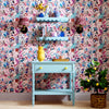 Eclectic Eden Wallpaper in Pink and Blue Sunset