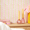 Get A Wiggle On Wallpaper in Candy Floss and Lemon Sherbet