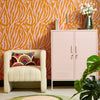 Good Vibrations Wallpaper in Pumpkin Pie and Party Pink