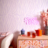 Good Vibrations Wallpaper in Strawberry Cheesecake and Lavender