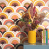 Groovy, Baby Wallpaper in Sunset Pink and Sunrise Orange