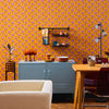 Happy Glamper Wallpaper in Clementine and Magenta