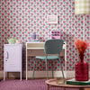 Happy Glamper Wallpaper in Magenta and Spearmint