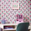 Happy Glamper Wallpaper in Magenta and Spearmint