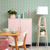 Happy Glamper Wallpaper in Sage, Elderflower and Vintage Cream