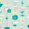 Happy Hour Wallpaper in Strawberry and Buttercream on Mint Milkshake