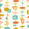 Happy Hour Wallpaper in Sunset Shades on Buttercream