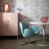 Roomset of brushstroke wallpaper in cool tones colourway 