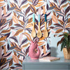 Honolulu Wallpaper in Seafoam, Peach and Rust