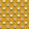 Retro Floral Design in Mustard and Pink