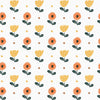 Rose Sketch Wallpaper in Orange on White