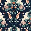 Navy Blue Crane Print Wallpaper