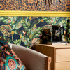 Tropic Like It's Hot Wallpaper in Indigo Blue and Tropical Green