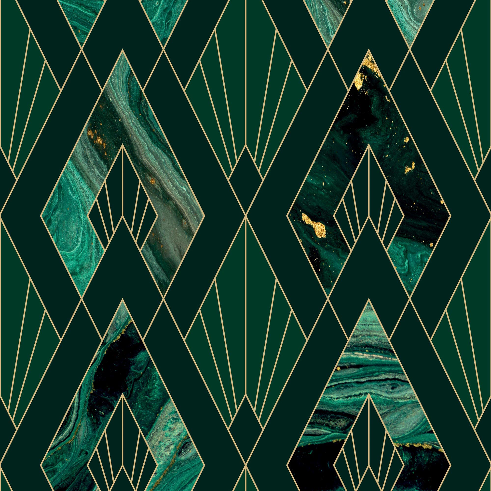 Emerald Art Deco Wallpaper