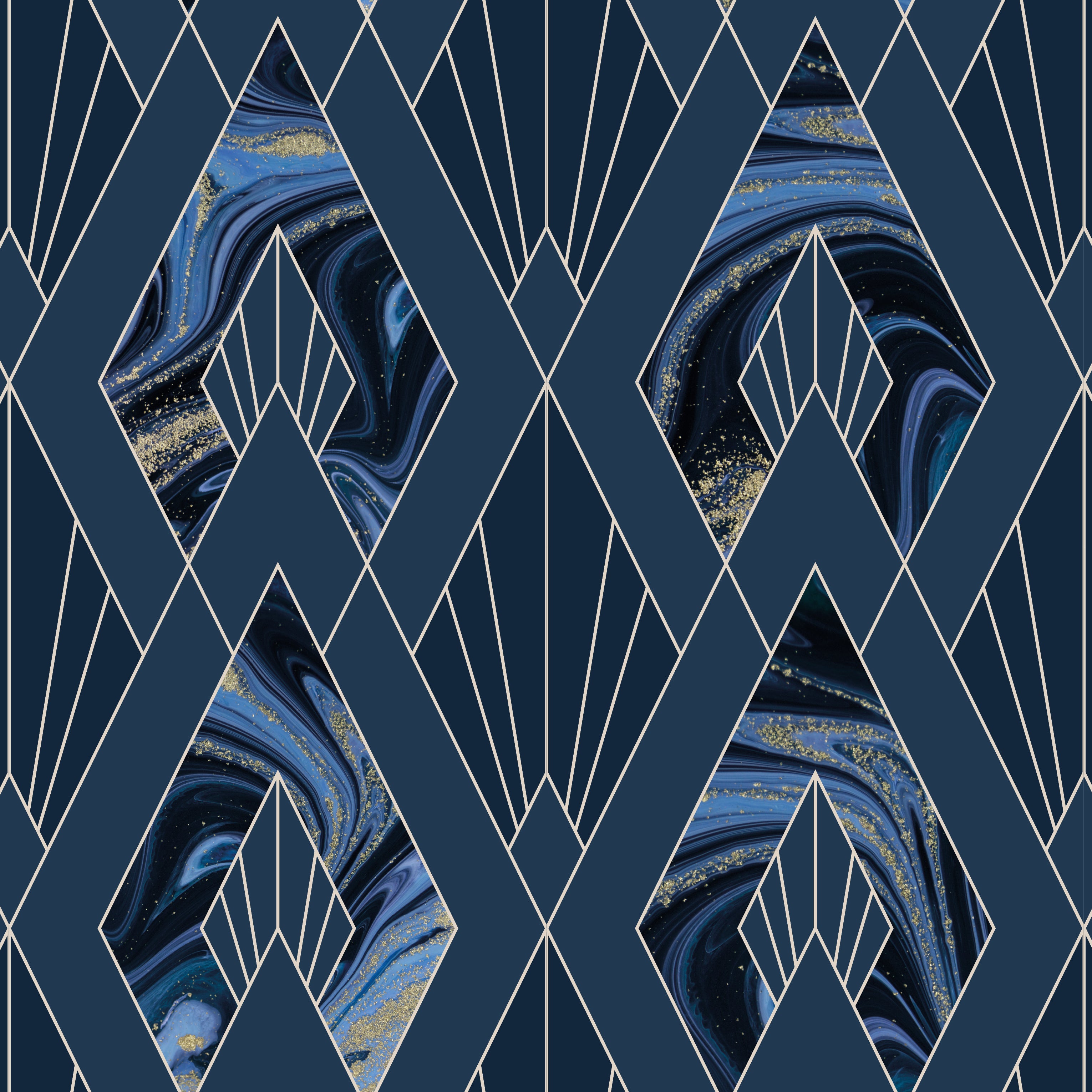 Leonardo Wallpaper in Midnight Blue