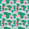 mushroom print green and pink