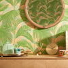 Miami Vibe Wallpaper in Grass Green and Peach