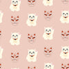 Lucky Cat Wallpaper in Dusty Pink, Red and Ivory