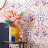 Forget Me Not Wallpaper in Citrus, Fuschia and Cobalt Blue