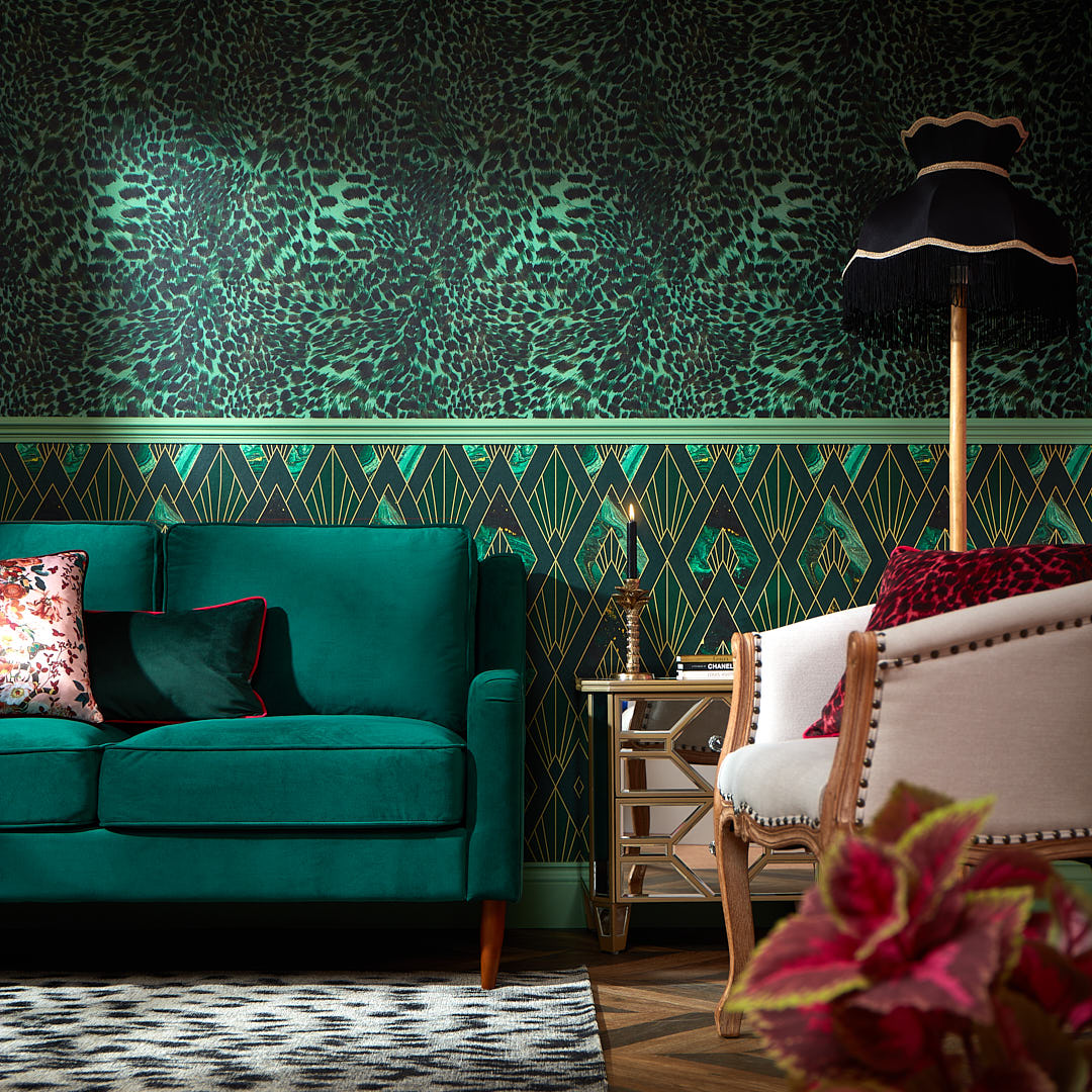 Lady Leopard Wallpaper in Emerald