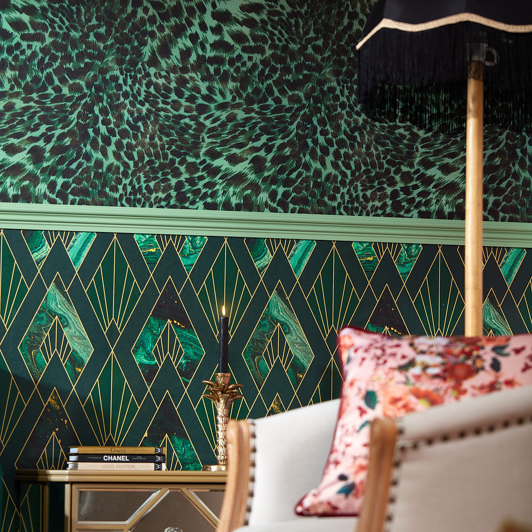 Lady Leopard Wallpaper in Emerald