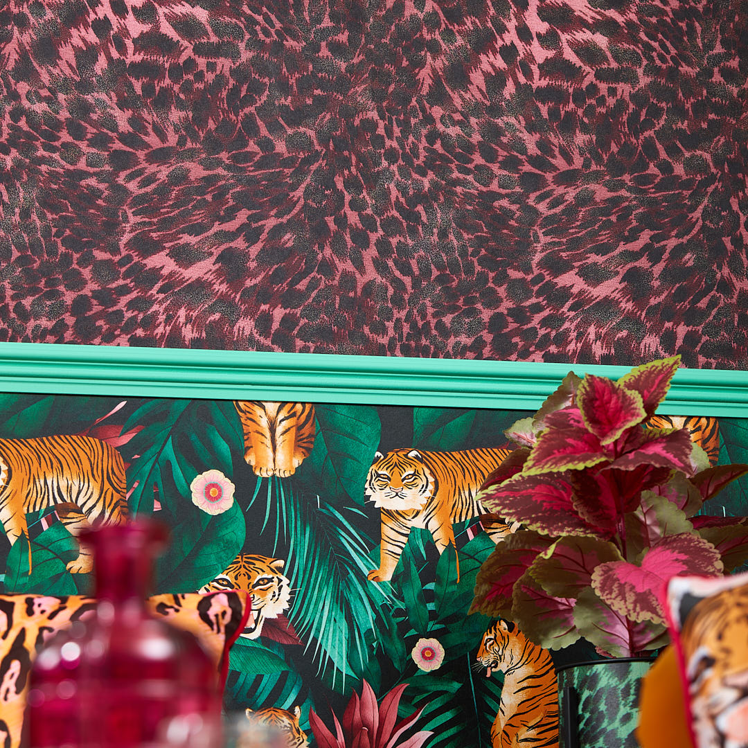 Lady Leopard Wallpaper in Bold Burgundy