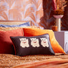 Lucky Cat Cushion in Navy, Jasmine White and Crimson