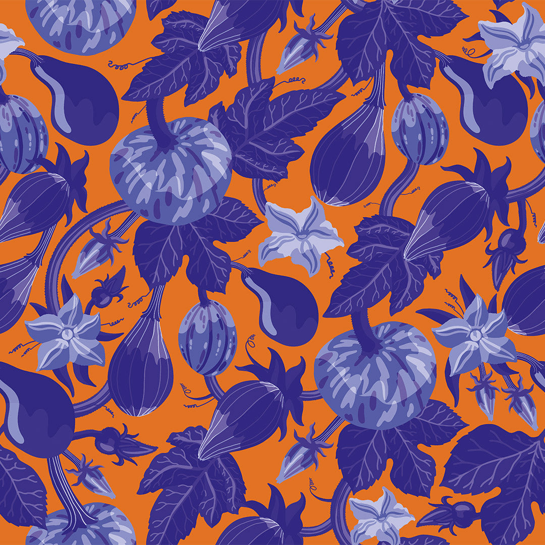 Pumpkin Squash wallpaper in Pumpkin Spice Orange and Indigo