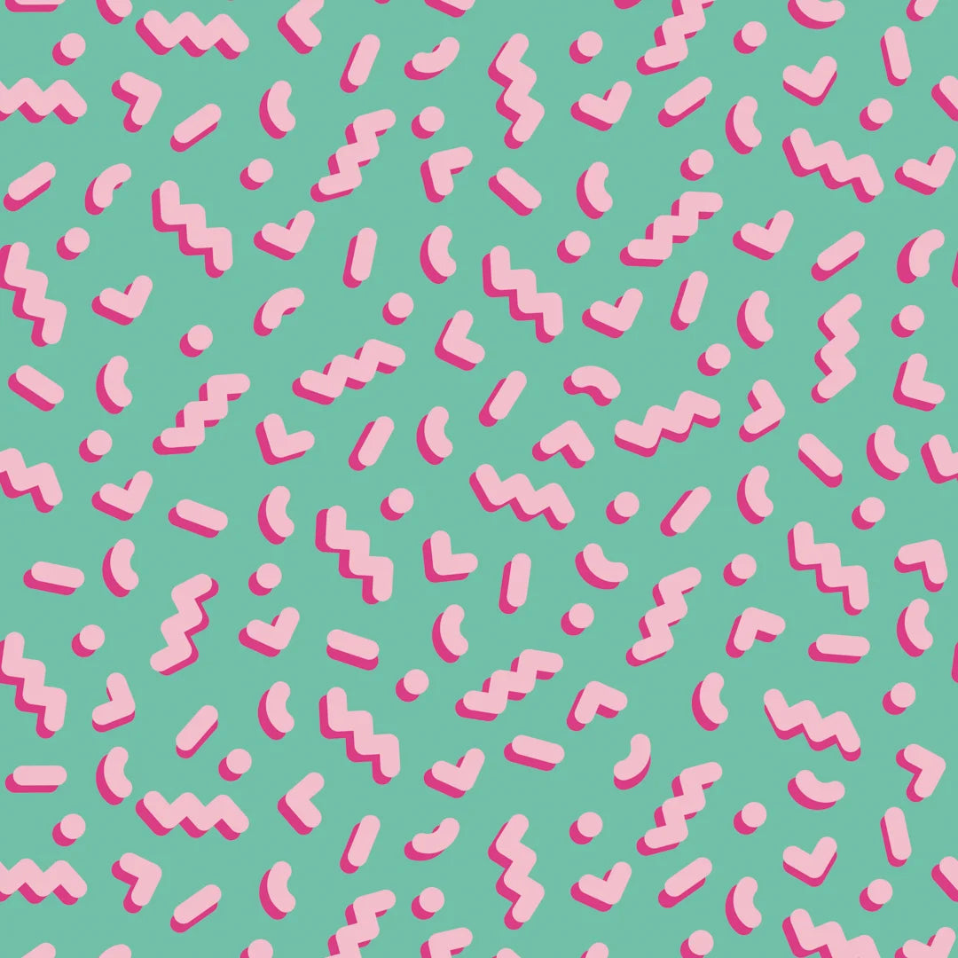 Move To The Music Wallpaper in Miami Mint and Bubblegum Pink