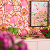 pink peach wallpaper with morocco print