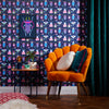 Juicy Beetle Wallpaper in Brights on Navy