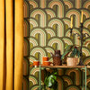 Green Wallpaper with Arches - Lust Home