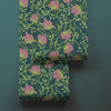 Dahling Morris Wallpaper in Evergreen, Lime Zest and Dusty Rose