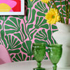 Mad for Matisse Wallpaper in Green and Pink