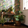 Plantopia Wallpaper in Space Blue, Shades of Green and Peach