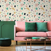 Living Room with Terrazzo Effect Wallpaper