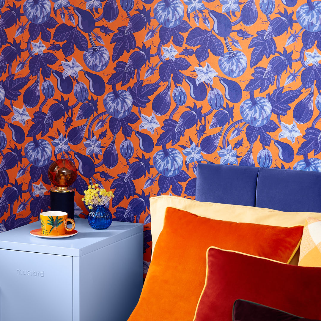 Pumpkin Squash wallpaper in Pumpkin Spice Orange and Indigo