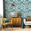 Retro Living Room with Cat Wallpaper