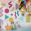 Saved By The Pattern Wallpaper in Electric Brights on Glow White