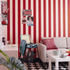 Signature Stripe Wallpaper in Candy Floss and Poison Apple