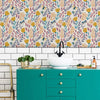 Bathroom with Scandi Floral Wallpaper