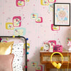 Space Race Wallpaper in Electric Brights on Candy Floss