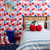 Sweet Cherry Pie Wallpaper in Soft Berry, Cherry Red and French Blue