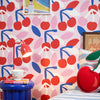 Sweet Cherry Pie Wallpaper in Soft Berry, Cherry Red and French Blue