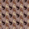 Thumbnail of vintage geometric wallpaper in caramel, black on vintage mauve colourway 